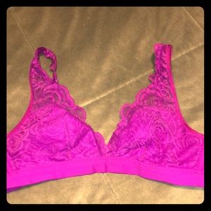 PINK lace plunge Bralette